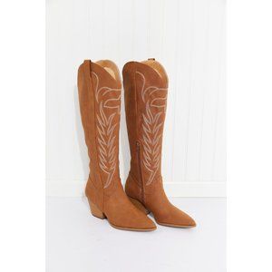 Qupid Cheyenne Nights Embroidered Knee High Cowboy Boots